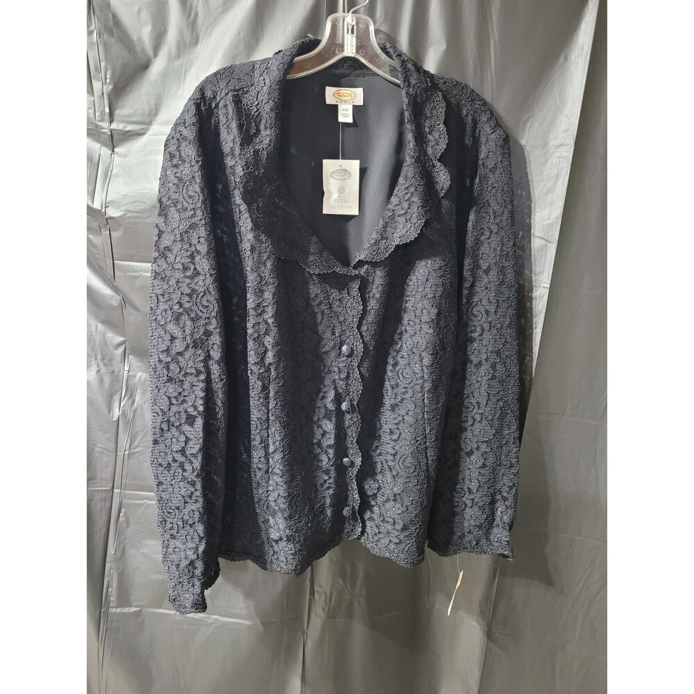 Talbots Black Lace Jacket Lined Buttons Collated Wns Sz 22w NWT